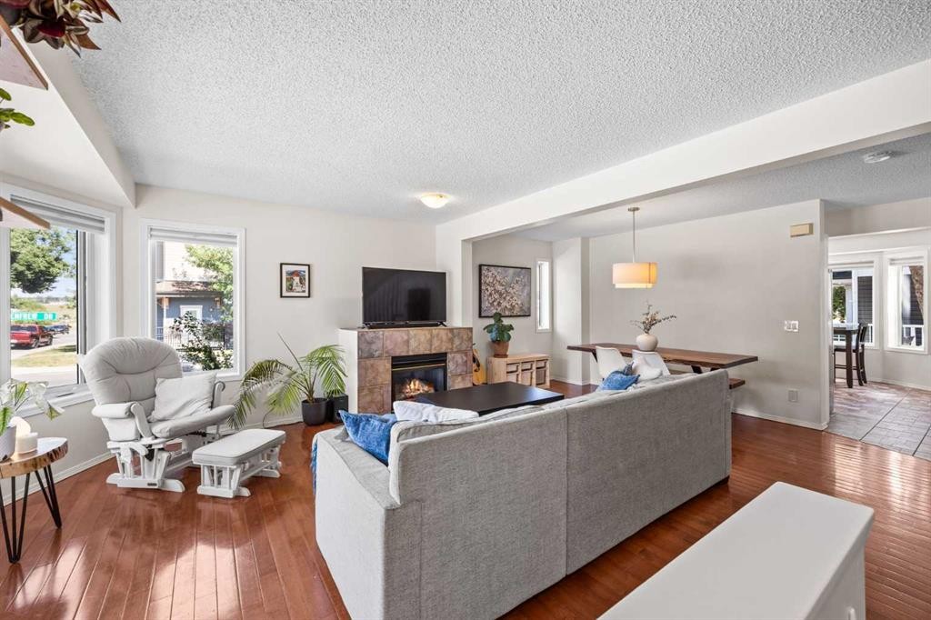 690 Regal Park Ne, Calgary, AB - Indoor Photo Showing Living Room With Fireplace