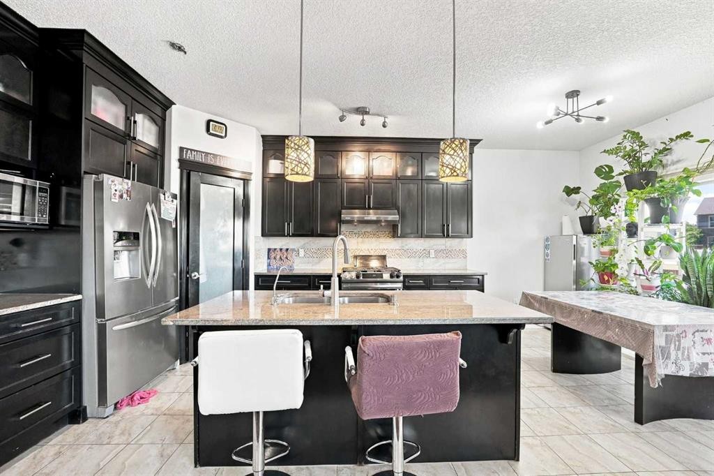 201 Saddlelake Drive Ne, Calgary, AB - Indoor Photo Showing Kitchen With Stainless Steel Kitchen With Double Sink With Upgraded Kitchen