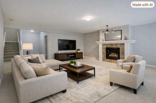 103 Bridle Estates Mews Sw, Calgary, AB - Indoor Photo Showing Living Room With Fireplace
