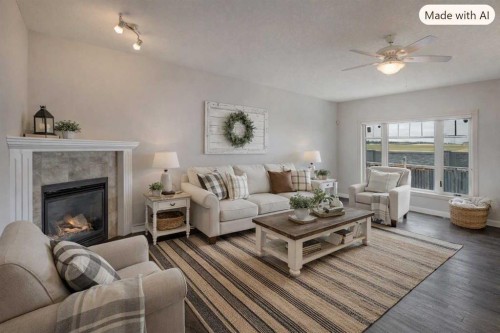 103 Bridle Estates Mews Sw, Calgary, AB - Indoor Photo Showing Living Room With Fireplace