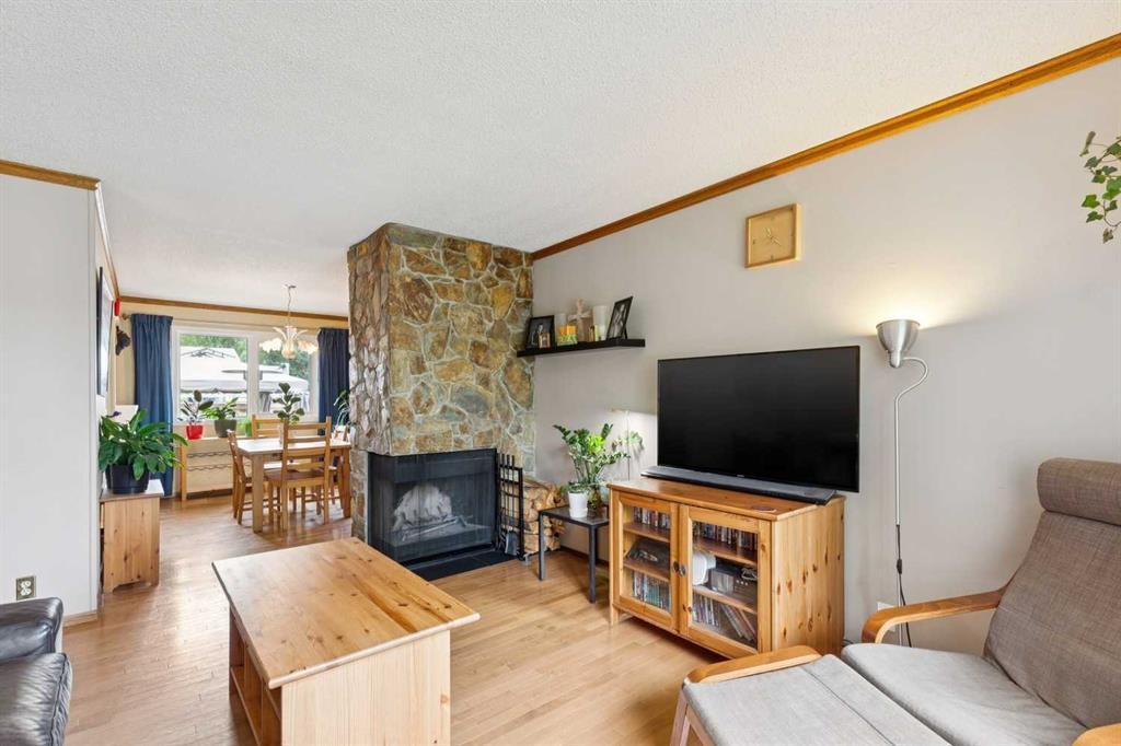 107 Bermuda Drive Nw, Calgary, AB - Indoor Photo Showing Living Room With Fireplace