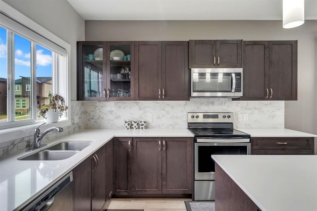 160 Cornerstone Avenue Ne, Calgary, AB - Indoor Photo Showing Kitchen With Stainless Steel Kitchen With Double Sink With Upgraded Kitchen