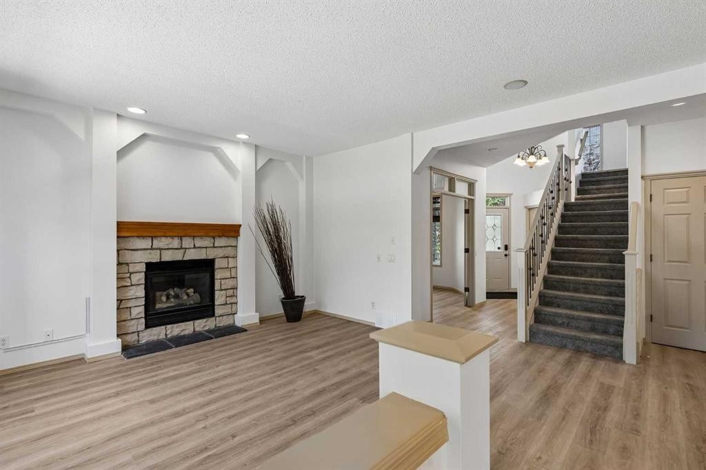 420 Royal Oak Circle Nw, Calgary, AB - Indoor Photo Showing Living Room With Fireplace