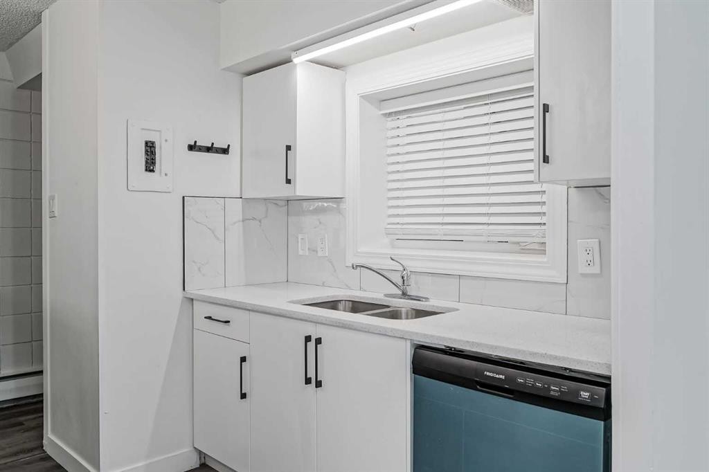 113-6919 Elbow Drive Sw, Calgary, AB - Indoor Photo Showing Kitchen With Double Sink
