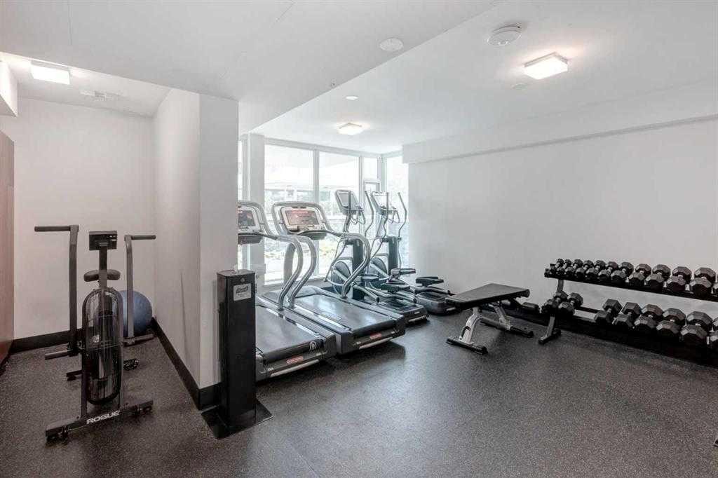402-519 Riverfront Avenue Se, Calgary, AB - Indoor Photo Showing Gym Room