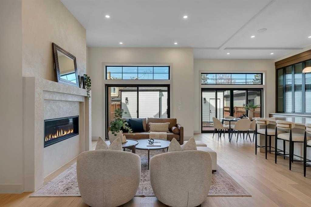 4112 17 Street Sw, Calgary, AB - Indoor Photo Showing Living Room With Fireplace