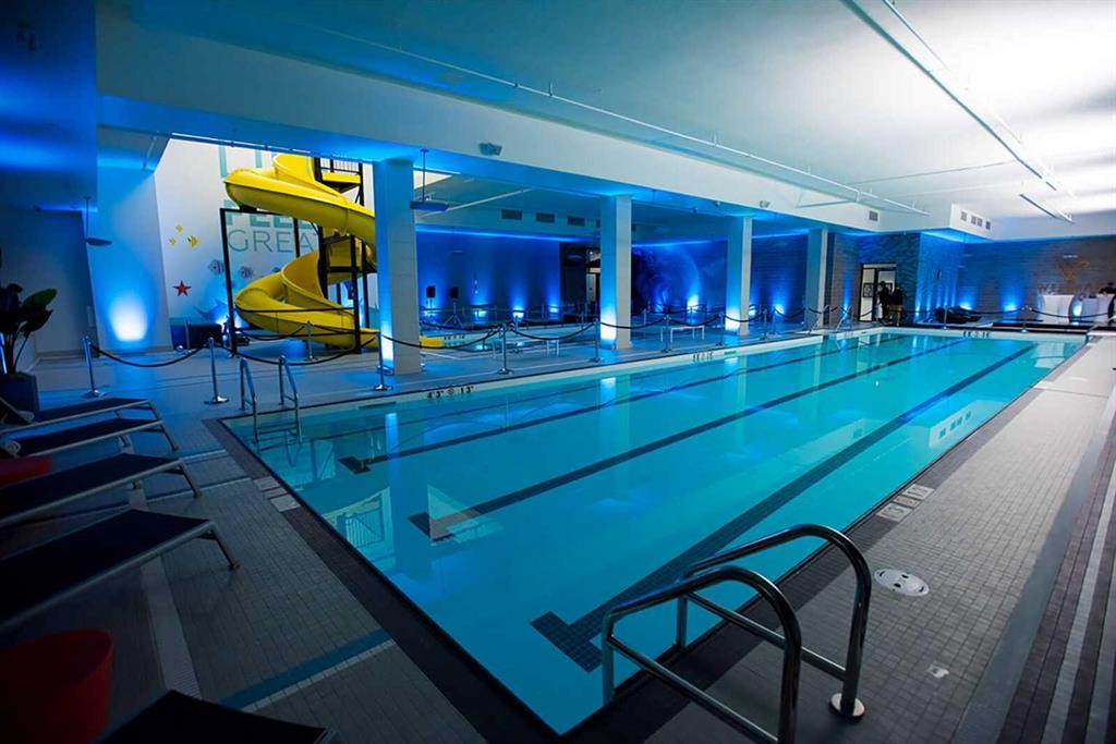 202-122 Mahogany Centre Se, Calgary, AB - Indoor Photo Showing Other Room With In Ground Pool