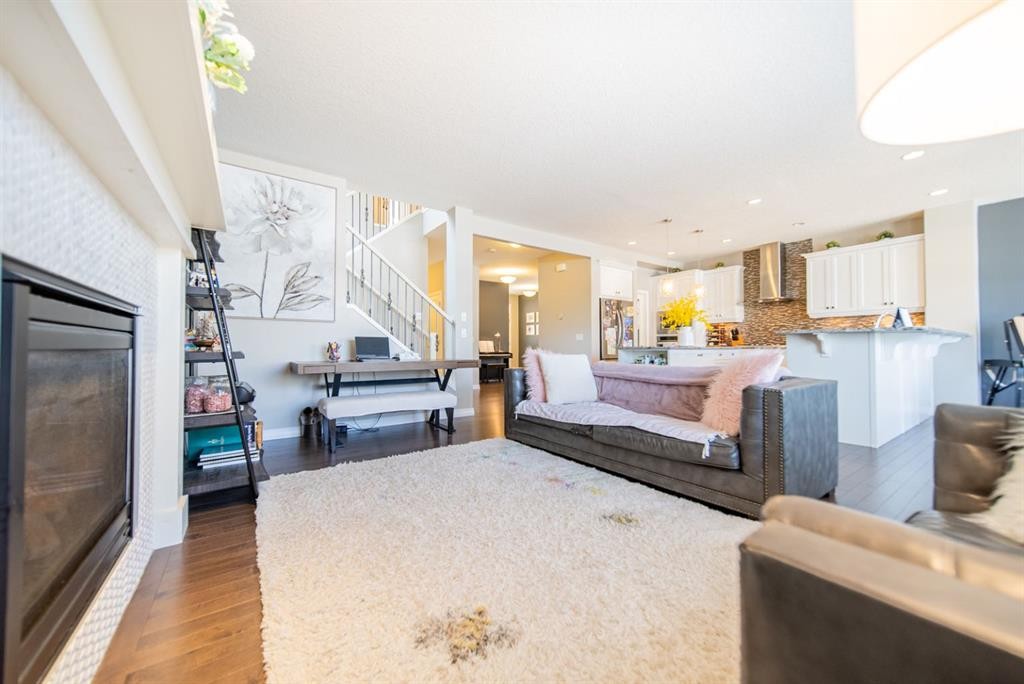 98 Mahogany Passage Se, Calgary, AB - Indoor With Fireplace