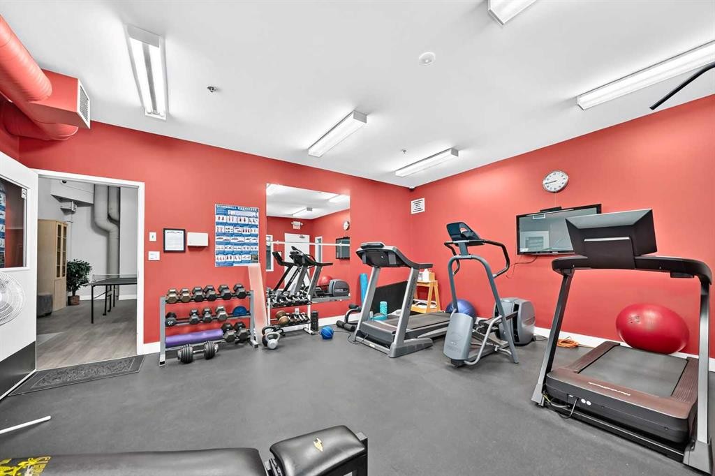 307-220 11 Avenue Se, Calgary, AB - Indoor Photo Showing Gym Room