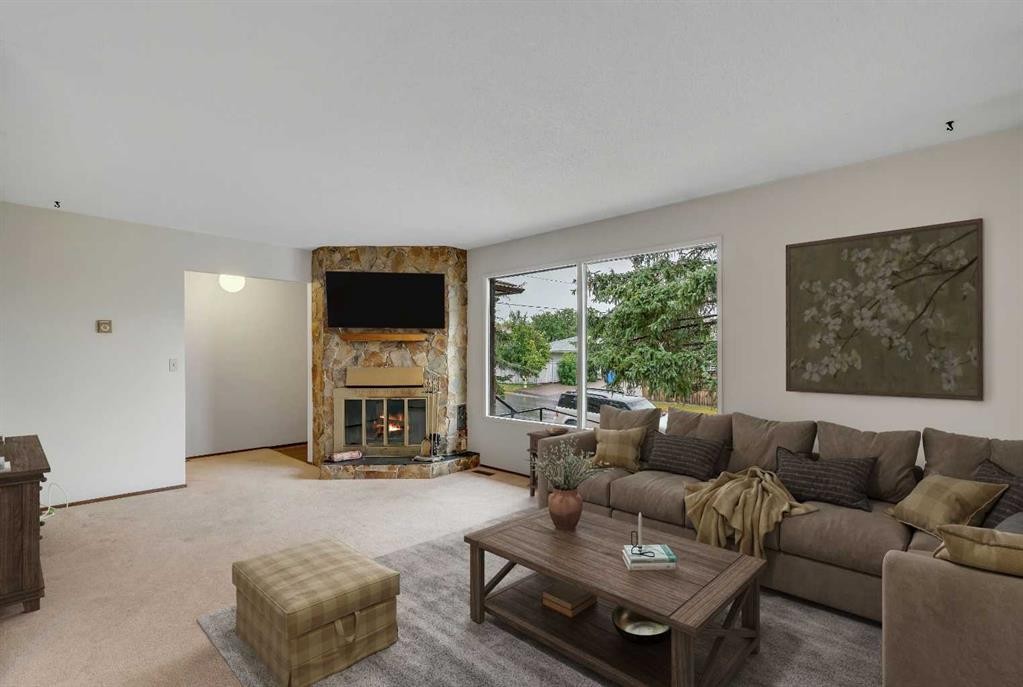 5811 11 Street Nw, Calgary, AB - Indoor Photo Showing Living Room With Fireplace