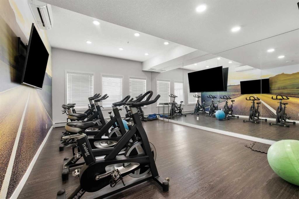 1425-76 Cornerstone Passage Ne, Calgary, AB - Indoor Photo Showing Gym Room