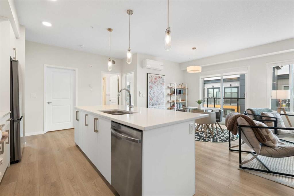 6412-20295 Seton Way Se, Calgary, AB - Indoor Photo Showing Kitchen With Double Sink With Upgraded Kitchen