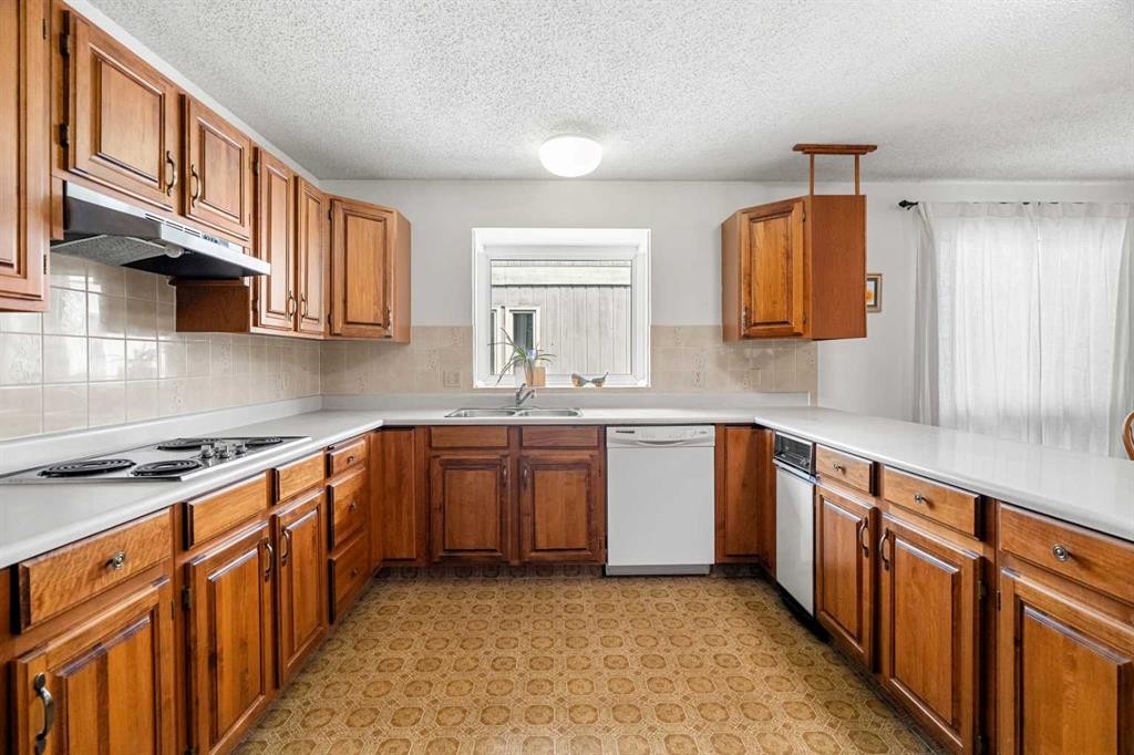 84 Deermoss Crescent Se, Calgary, AB - Indoor Photo Showing Kitchen With Double Sink