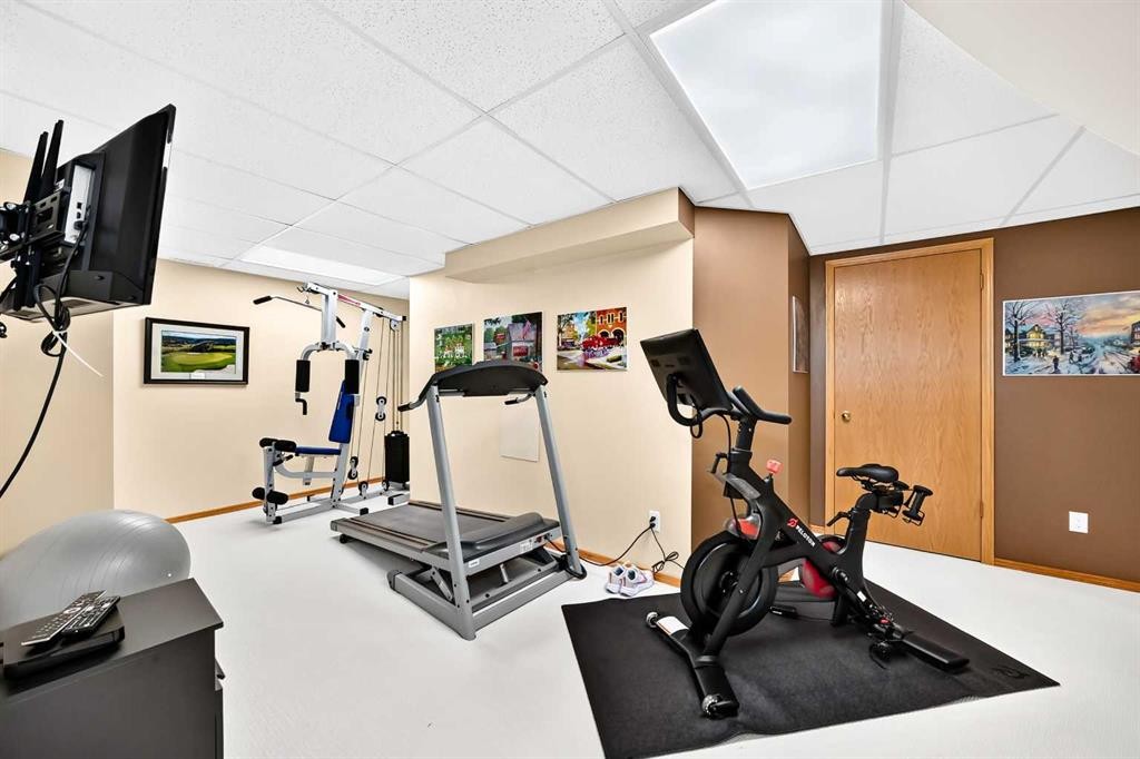 36 Sunset Way, Priddis Greens, AB - Indoor Photo Showing Gym Room