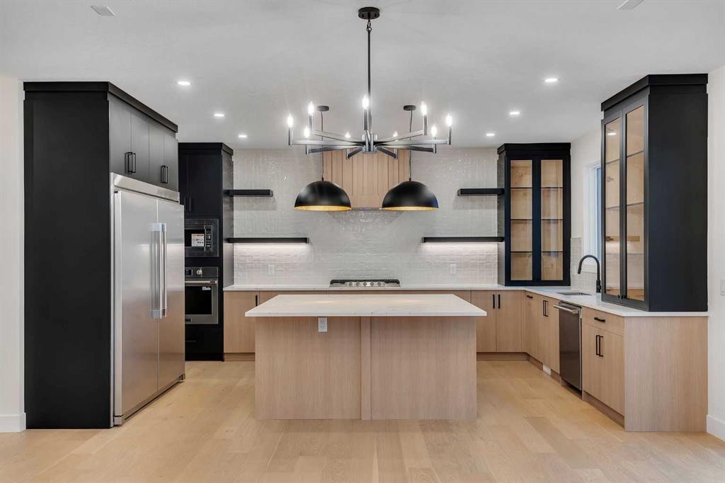 153 Waterford Passage, Chestermere, AB - Indoor Photo Showing Kitchen With Upgraded Kitchen