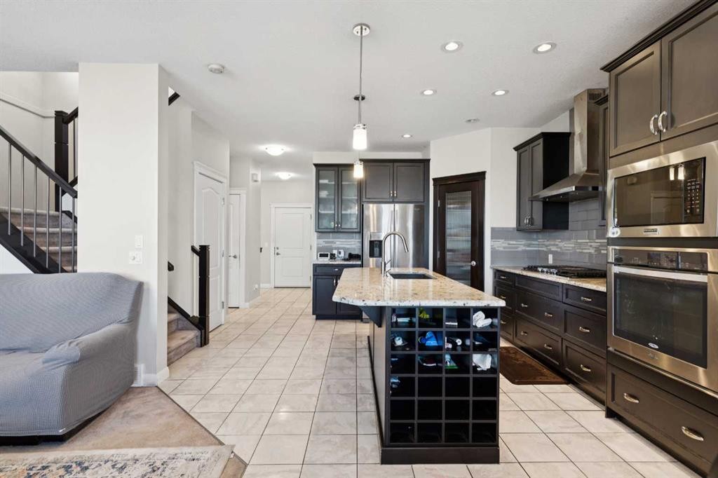 215 Redstone Heights Ne, Calgary, AB - Indoor Photo Showing Kitchen With Stainless Steel Kitchen With Upgraded Kitchen