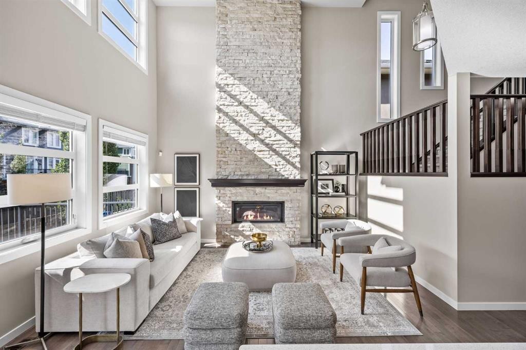 29 Aspen Summit Point Sw, Calgary, AB - Indoor Photo Showing Living Room With Fireplace