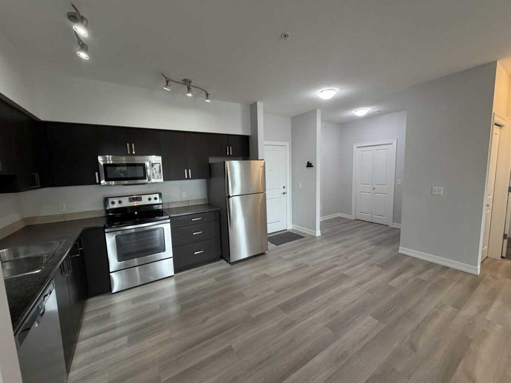 219-117 Copperpond Common Se, Calgary, AB - Indoor Photo Showing Kitchen With Double Sink