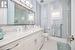 Bathroom #1, with in-floor heating, Cambria quartz countertops, custom walk-in shower