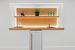 Lower level wet bar area. Oak shelving & counter, sink, bar fridge, ambient lighting