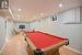 Rec room featuring baseboards, pool table, light wood-style flooring, and recessed lighting