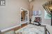 Living Room with a Vaulted Ceiling and Hardwood Floor