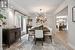 Dining Room with Engineered Hardwood Flooring and Crown Mouldings