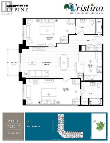 Floor plan of the 2-bedroom unit. - 45 Elmsley Street S Unit#329, Smiths Falls, ON - Other