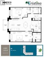 Floor plan of the 2-bedroom unit. - 