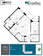 Floor plan of the unit, 1235 sq ft area. - 