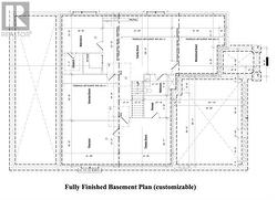 Finished Basement Plan. Features Bedroom, full bath, family room, exercise room, play room, open bar for entertaining, home theatre room - 
