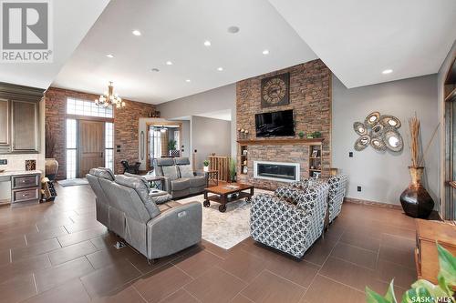 Verendrye Creek Acres, Kindersley Rm No. 290, SK - Indoor Photo Showing Living Room With Fireplace