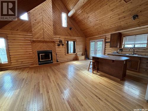 Log House Acreage, Loreburn Rm No. 254, SK - Indoor With Fireplace