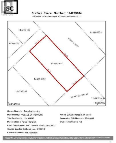 Lot 16 17 Christopher Street, Theodore, SK 