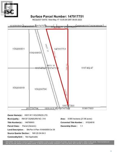 Highway #11 Holdings Land, Dundurn Rm No. 314, SK 