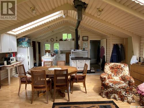 Titled Cabin On Rainy Island, Lac La Ronge, SK - Indoor Photo Showing Dining Room