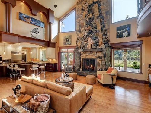 1080 Matuka Dr, Nanoose Bay, BC - Indoor Photo Showing Living Room With Fireplace