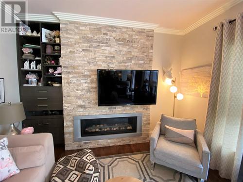 148 Grenfell Heights, Grand Falls-Windsor, NL - Indoor Photo Showing Living Room With Fireplace
