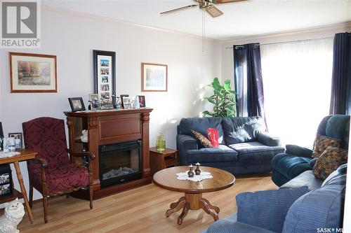 118 Robertson Street, Maryfield, SK - Indoor Photo Showing Living Room With Fireplace