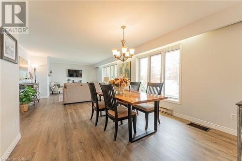 Upper Level Wall of Window Water Views - 2945 Bruce Road 13, Oliphant, ON - Indoor Photo Showing Dining Room