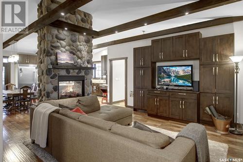 Rediger Acreage, Edenwold Rm No. 158, SK - Indoor Photo Showing Living Room With Fireplace