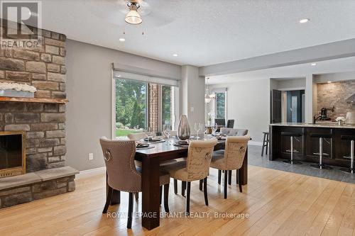 17 Scarfe Gdns, Brantford, ON - Indoor Photo Showing Dining Room With Fireplace