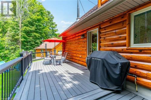 Private Sunken hot tub located on the wrap around deck - 20 Sandy Pines Trail, Sauble Beach, ON - Outdoor With Deck Patio Veranda With Exterior