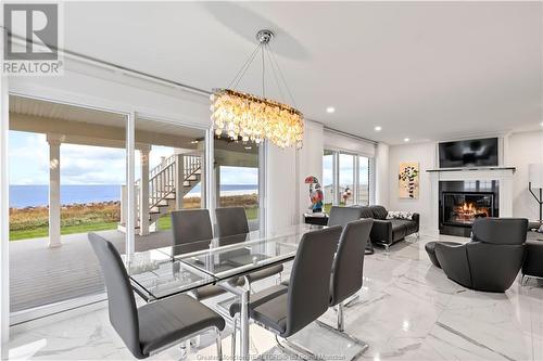 524 Boudreau, Cap Pele, NB - Indoor Photo Showing Dining Room With Fireplace