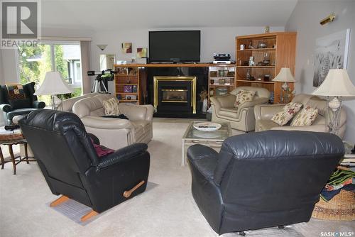 30 B-Say-Tah Road, Echo Lake, SK - Indoor Photo Showing Living Room With Fireplace