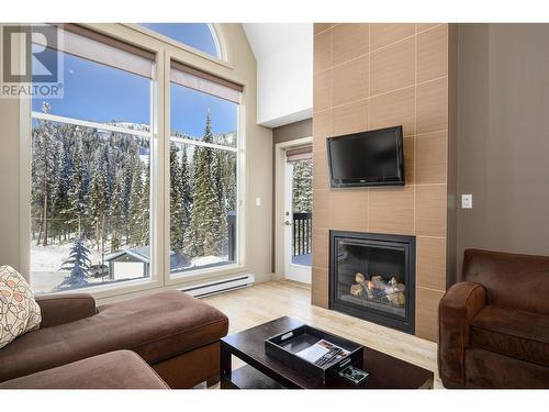 30 Monashee Road Unit# 401, Silver Star, BC - Indoor Photo Showing Living Room With Fireplace