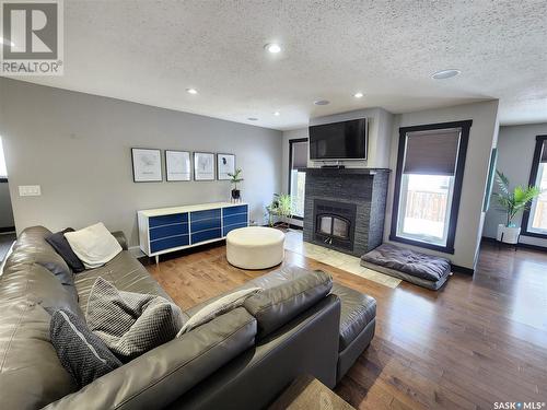 219 Rye Street, Yellow Grass, SK - Indoor Photo Showing Living Room With Fireplace