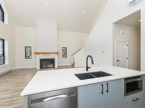650 Arrowsmith Ridge, Courtenay, BC - Indoor Photo Showing Kitchen With Fireplace With Double Sink