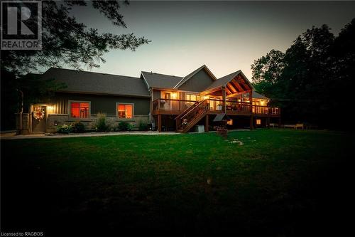 Indulge in the sheer luxury of panoramic vistas from the expansive timber-framed back deck. - 3 Teddy Bear Lane, South Bruce Peninsula, ON - Outdoor With Deck Patio Veranda