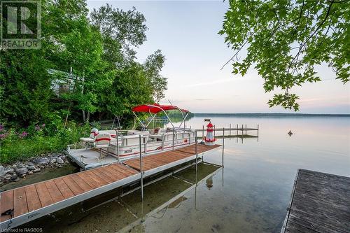 Dock on Berford Lake accessed via Right of Way. - 3 Teddy Bear Lane, South Bruce Peninsula, ON - Outdoor With Body Of Water